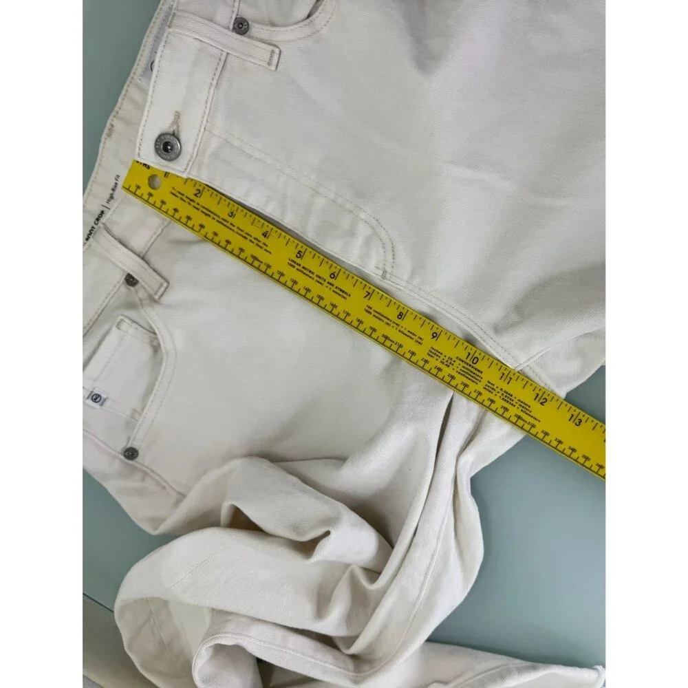 AG Adriano Goldschmied Farrah Boot Crop Jeans 32 High Rise Cream White Wide Leg - Picture 9 of 13